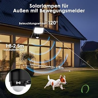 3000/5000/7000K 3 Modes Solar Lights with Motion Sensor for Outdoor Use [Energy Class A]