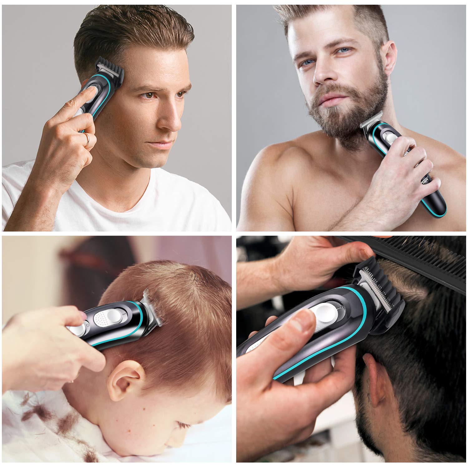 Hair Clippers For Men Professional Hair Cutting Kit Electric Rechargeable Beard Trimmer Cordless Low Noise Beard Shaver For Male Baby Kids Adult Daily Travel Use With Guide Combs Brush USB Cord (Blue) : Beauty & Personal Care