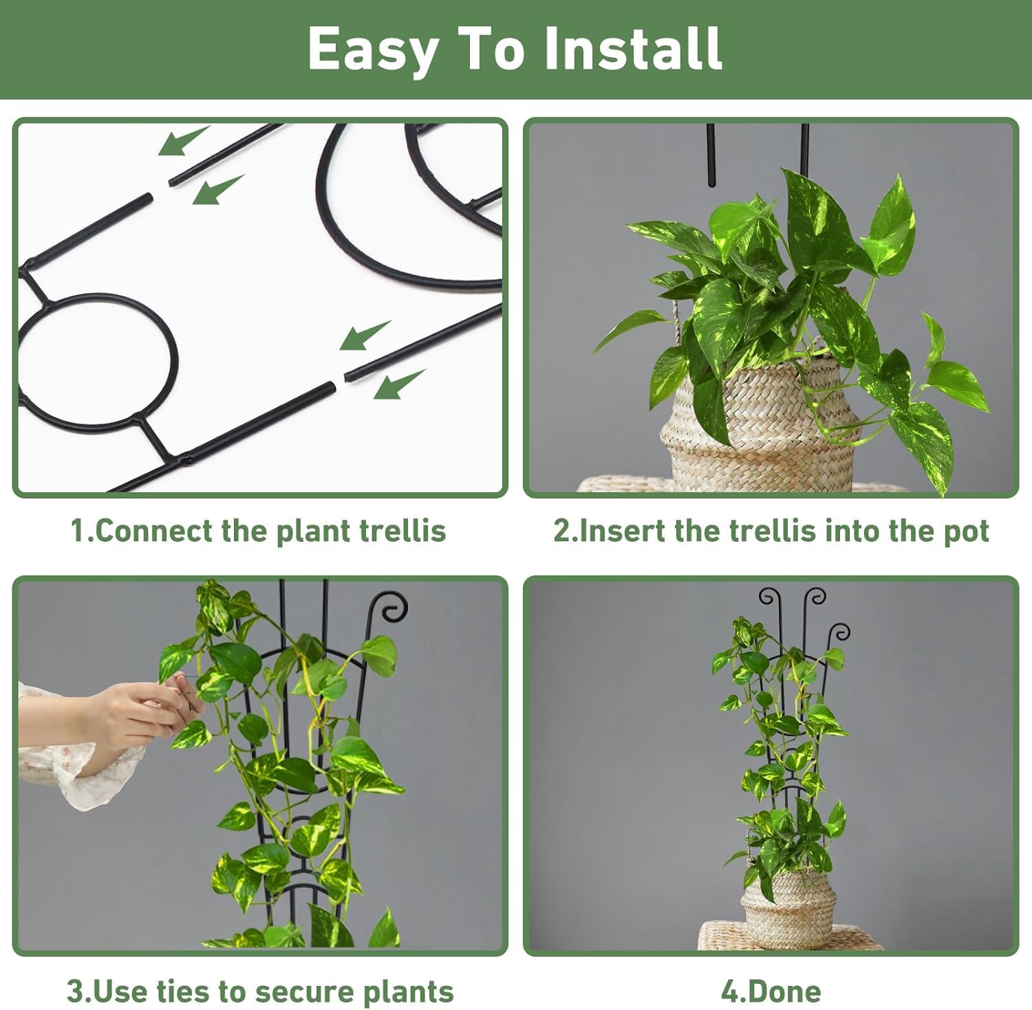 2Pcs Rankgitter 82cm hoch Rankhilfe Pflanzenstütze für Kletterpflanzen, Robuste Metall Pflanzengitter Rankstäbe Pflanzen Stützpfähle für Rosen Clematis Efeutute Monstera Tomaten Topfpflanzen