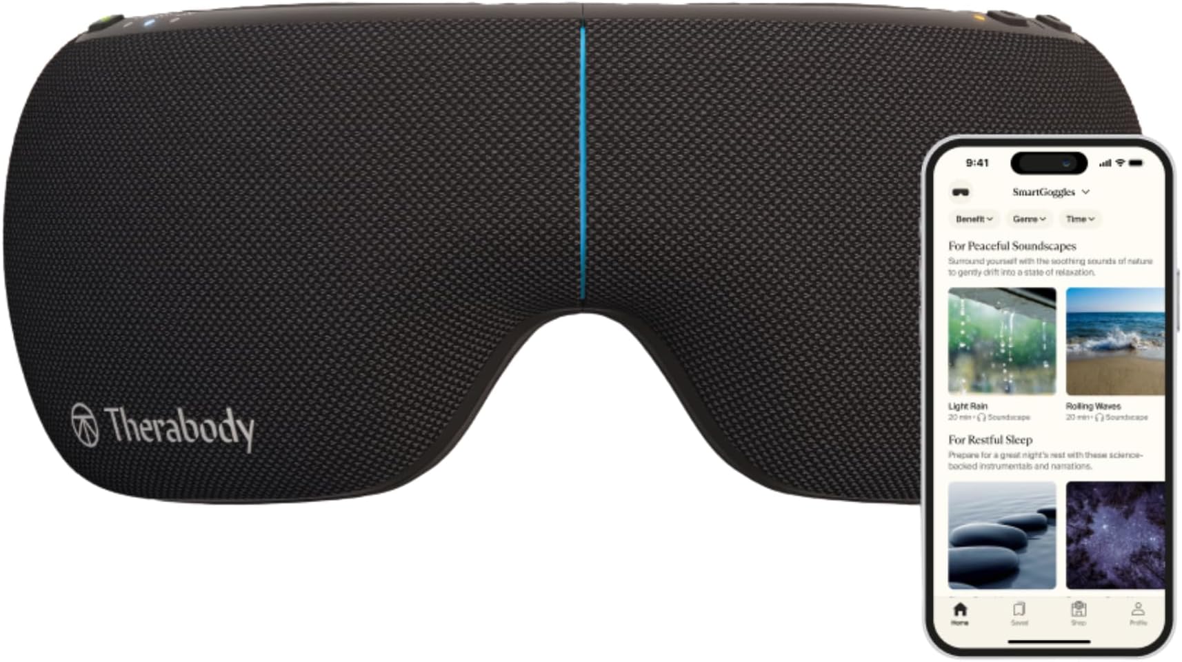SmartGoggles 2.0 Heated Eye Mask, Blackout Sleep Mask & Temple Massage for Personalized Relaxation, Headache Relief