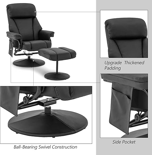 Miniatura 44 de MCombo Silla reclinable giratoria con otomana, silla de TV con masaje por vibración, ideal para RV espacio pequeño, sala de estar y dormitorio 4539