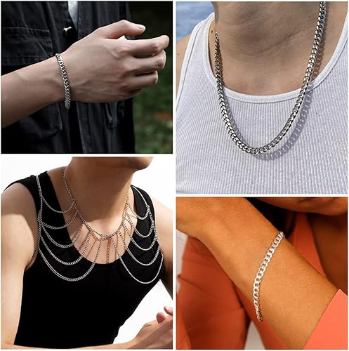 Miniatura 4 de Cadenas de acero inoxidable de 16.4 pies con anillos de salto y cierres de pinza de langosta - Kit de fabricación de joyas de bricolaje