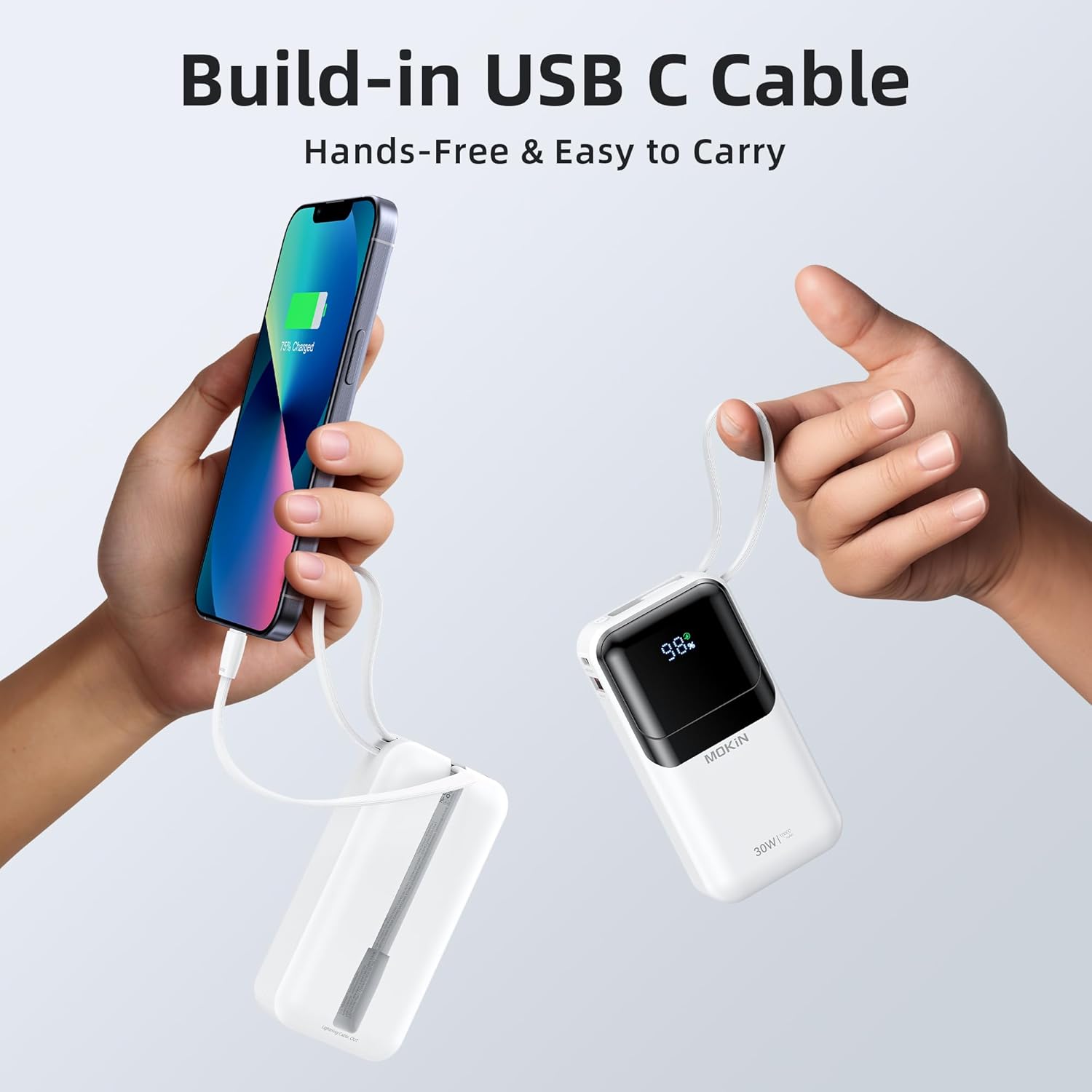 MOKiN Portable Charger, 10000mAh 30W Power Bank Fast Charging, Phone Battery Pack with Built in Cable, 4 Outputs, Travel Compact Powerbank USB C for iPhone 17 16 15 14 13 iPad Pro MacBook Air Samsung - Image 5