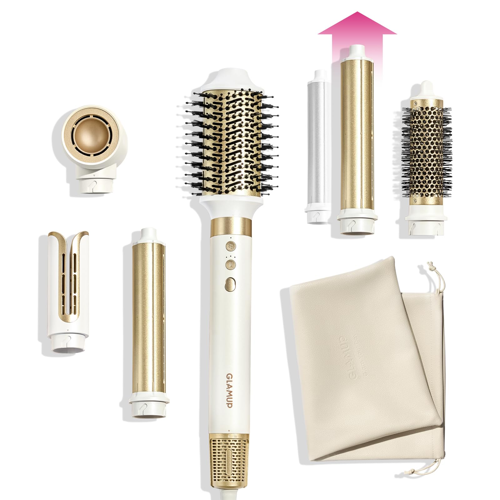 GLAMUP® AirCurler 6-in-1 Multifunktions-Haarstyler, Upgrade Langfassung,110.000 U/min Motor mit Coanda-Technologie & Föhnbürste – Trocknen, Locken, Volumen,Glätten mit magischem Stylingaufsatz