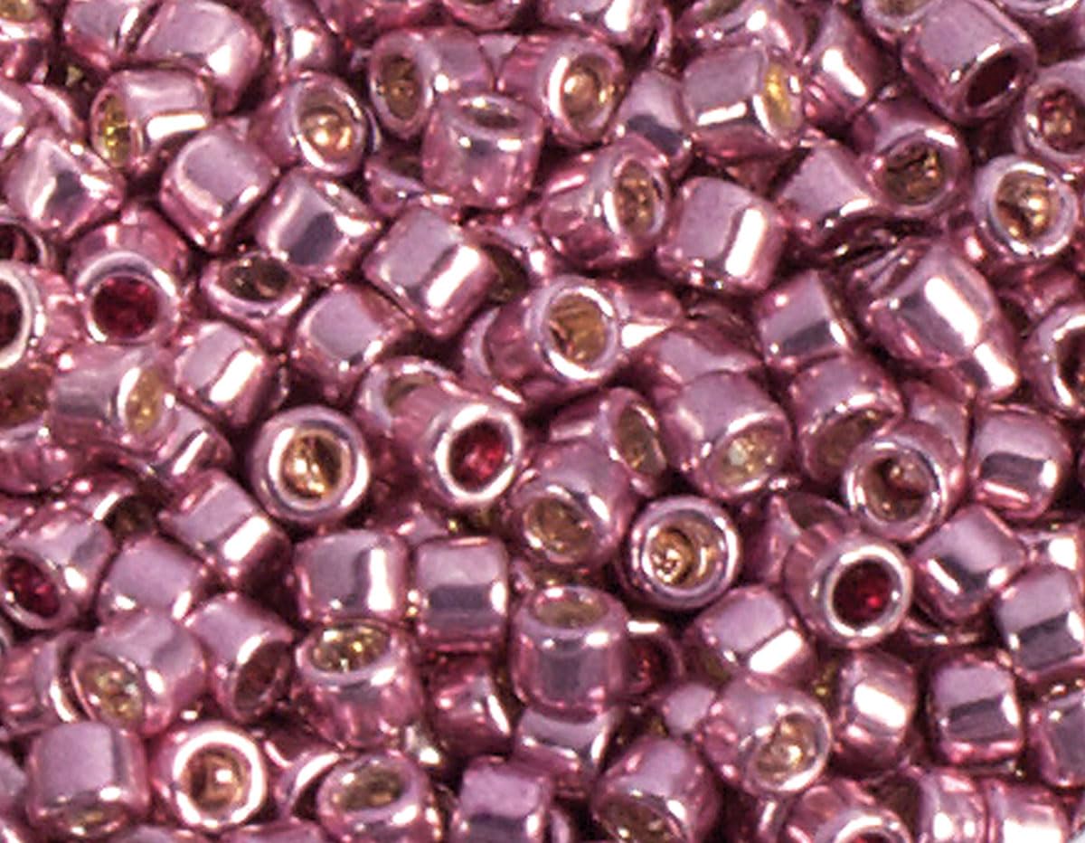 Perles japonaises cylindre Treasure galvanisé rose 1,8mm.11/0 100gr. 0,70mm.