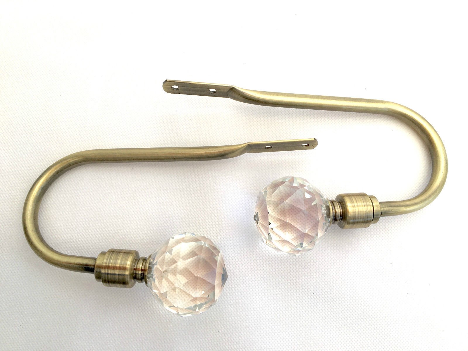 Your Home Online Set Of 2 Antique Brass Metal Prism Ball Curtain Pole Holdback Tieback New