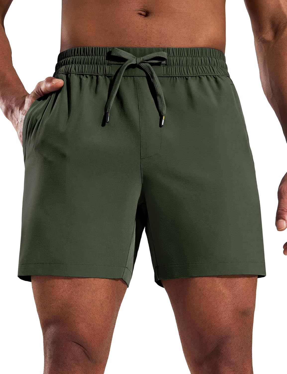 MIER Running Gym Shorts for Men 5 Inch Quick Dry Athletic Workout Shorts with Zipper Pockets, Elastic Waist, No Liner - Image 2