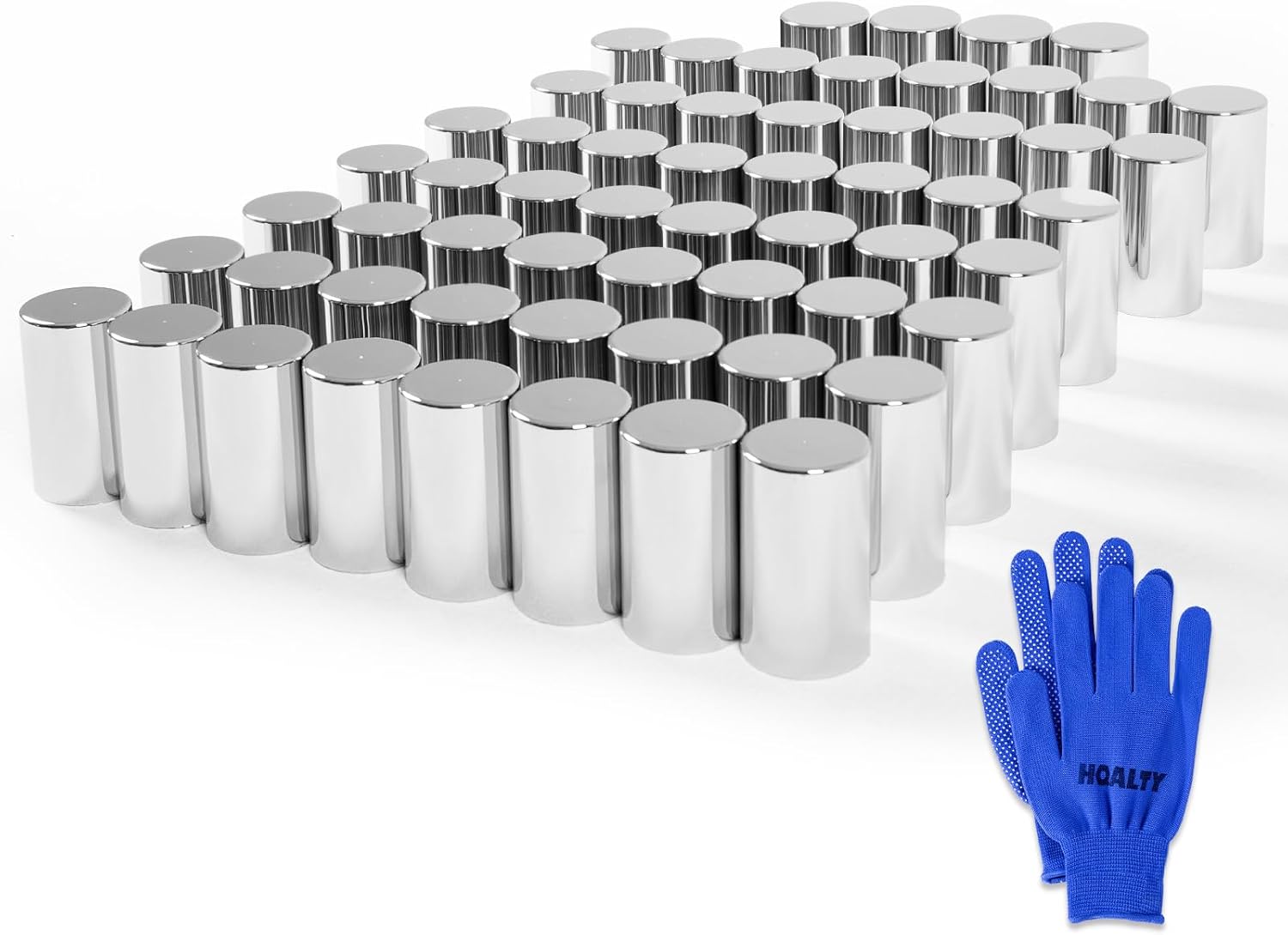 60Pcs Lug Nut Covers 33mm Cylinder Nut Covers ABS Chrome Plastic Anti-Rust Thread-on Nut Cover Caps for Semi Trucks