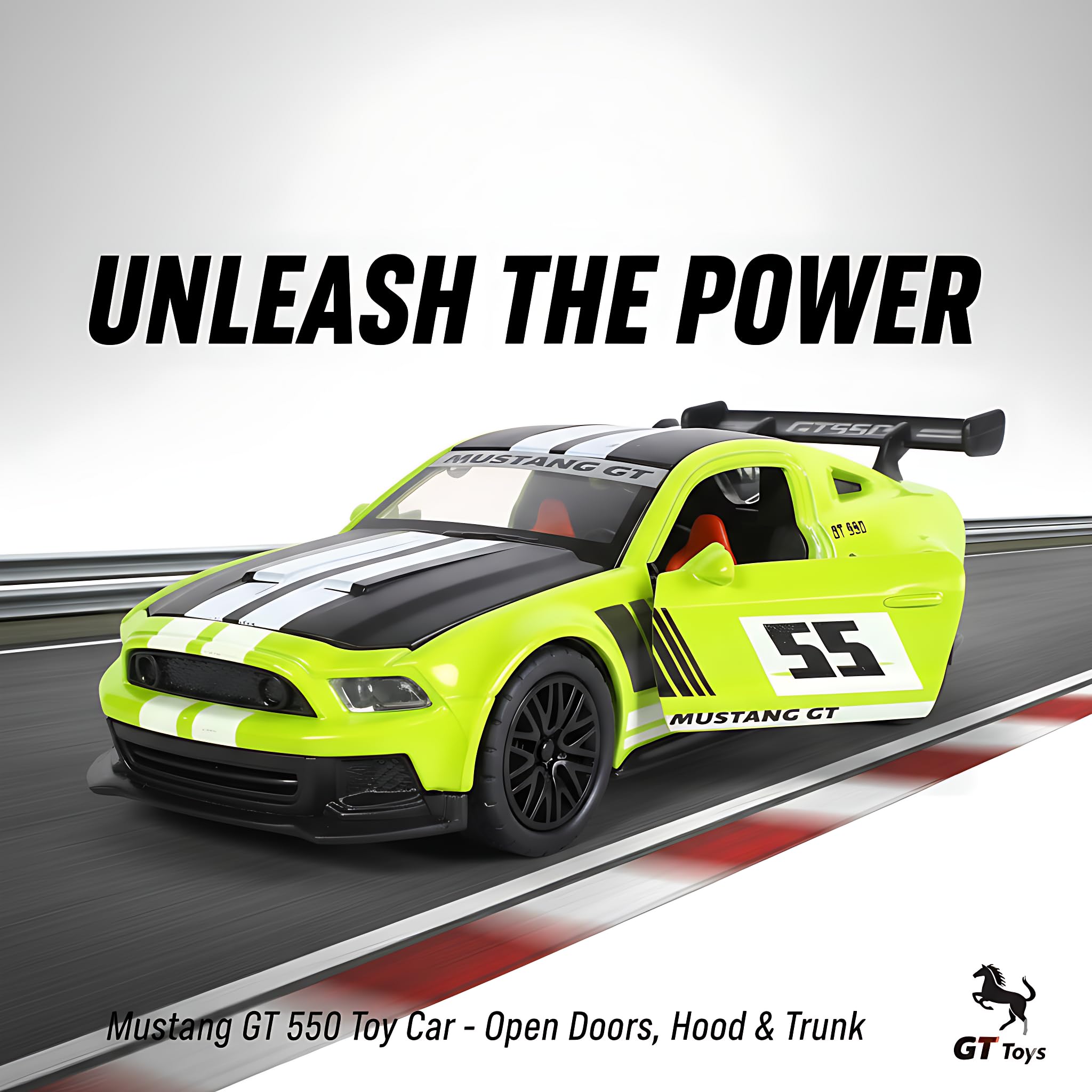 Ford Mustang GT Sport 1:32 Scale Die-Cast Model Car, Lime Green