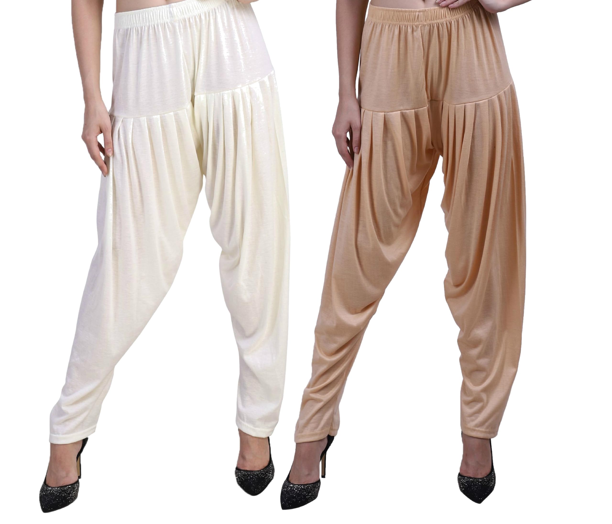 Women's Viscose Solid Attractive Pleated Pattern Casual wear Patiala Pants for Womens Pack of 2-picture-45