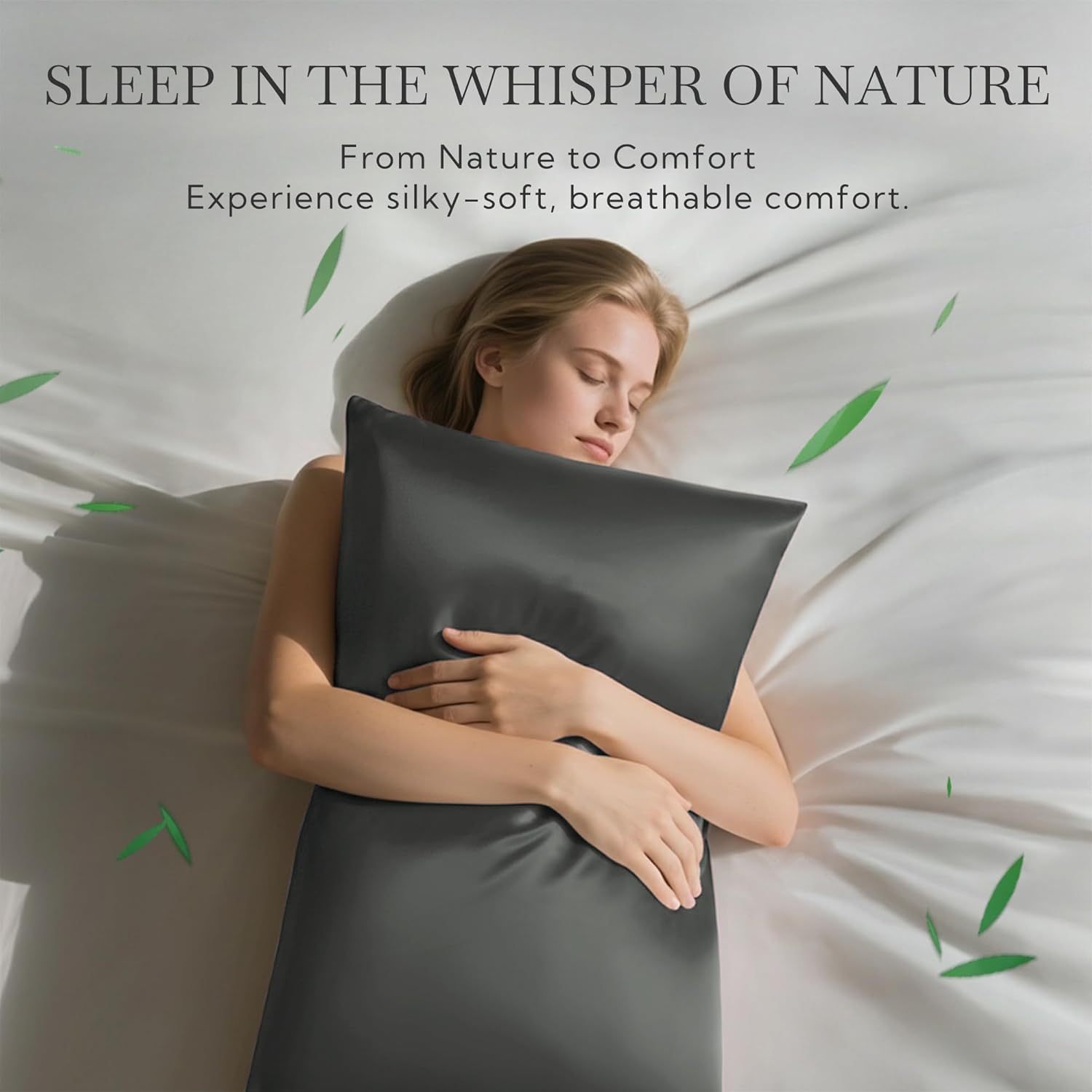 MR&HM Queen Pillow Cases Set of 2, Cooling Pillow Case for Hot Sleepers 20"x30", Breathable & Moisture Wicking, Soft Envelope Pillowcases, Rayon Derived from Bamboo & Polyester Blend (Dark Grey) - Image 2