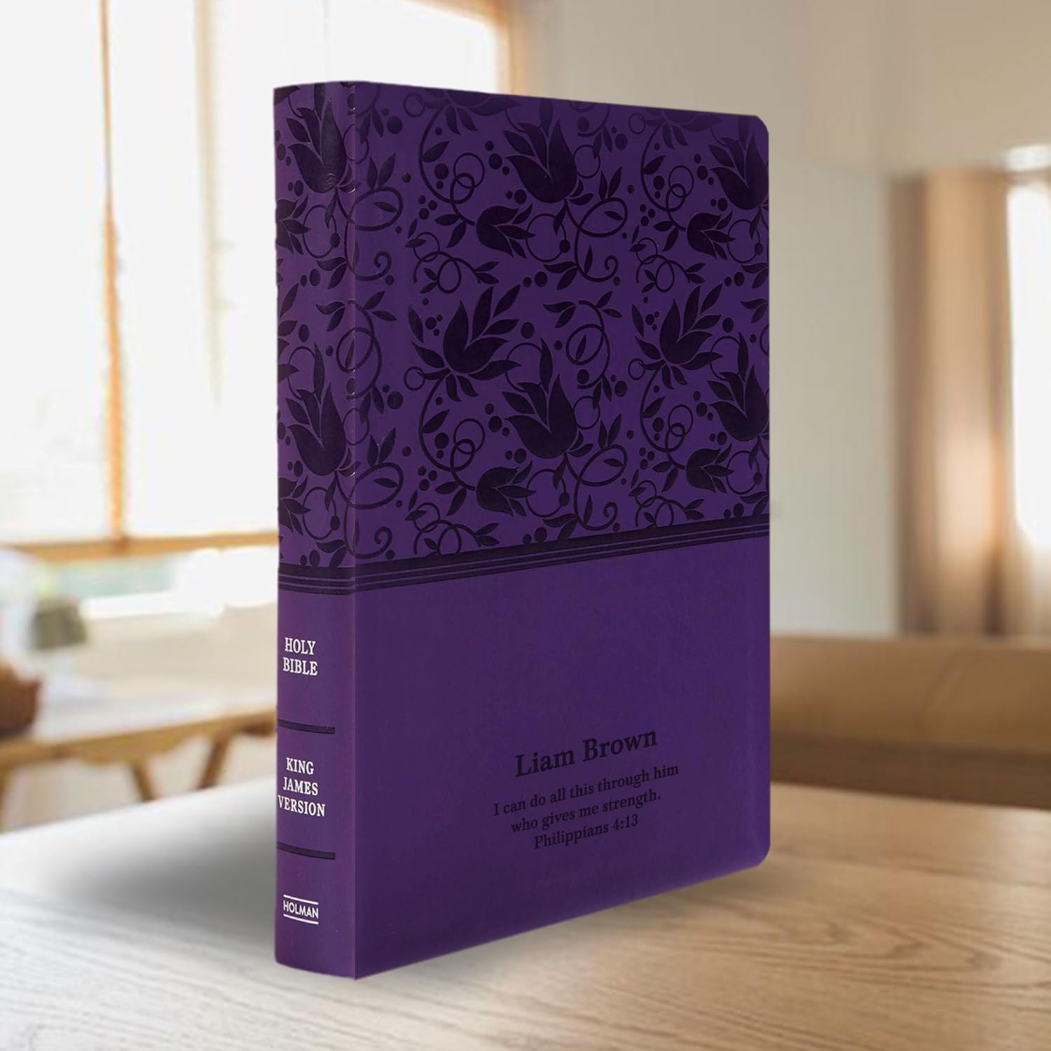 Personalized KJV Reference Holy Bible Purple Faux Leather Large Print Size with Index Tabs | Custom with Name, Date or Text | Gift for Christian & Religious Celebrations