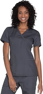 Women's Mock Wrap Top Workwear Originals with Rib-Knit Back Panels WW650