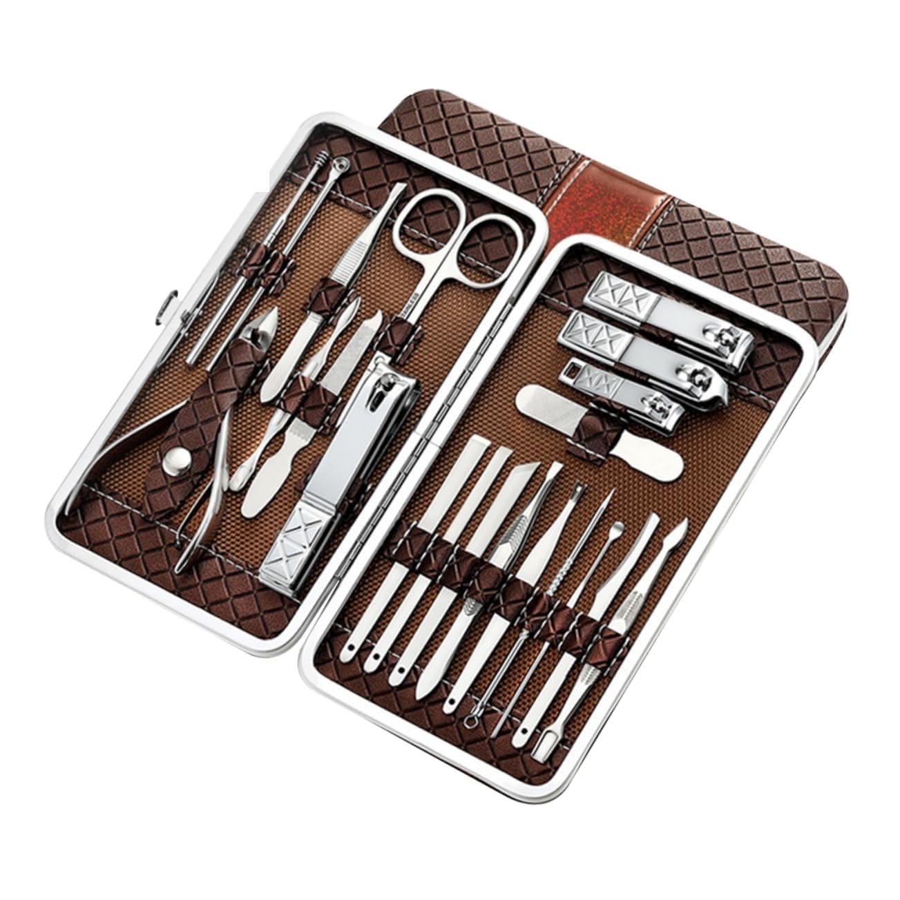 Set da 21 Pezzi di Tagliaunghie in Acciaio Inox Marrone
