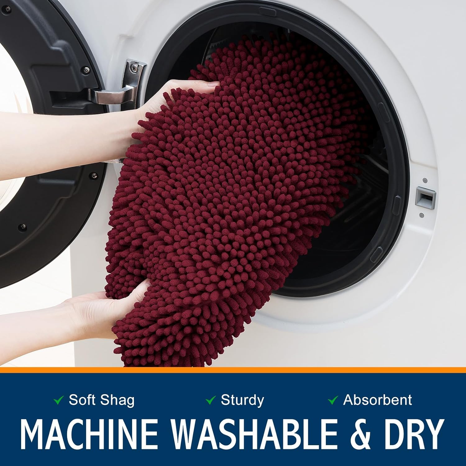 Smiry Soft Chenille Bathroom Toilet Lid Cover, Machine Washable Covers, 17.5x15, Fits Most Round, Elongated and Oblong Lids, Accessories Decor, Burgundy