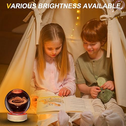 Miniatura 10 de Aoyosic 3D Axolotl Crystal Ball Night Light with 16 Color LED Wooden Base, Premium 3.15 Inch Axolotl Glass Ball Lamps with Remote for Christmas,