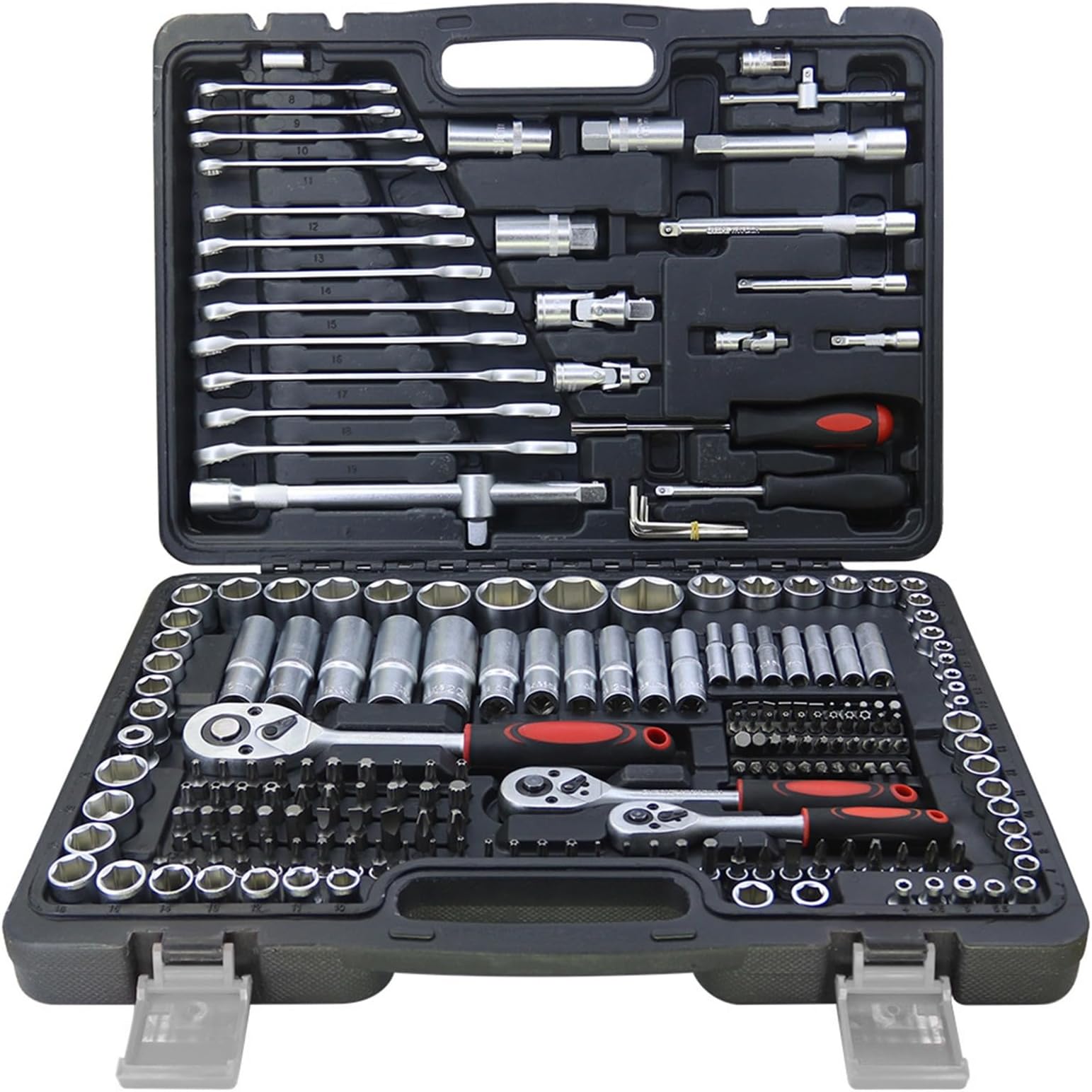 216 Pieces 1/4"&1/2"&3/8" Socket Wrench Set,Drive Ratchet Wrench Bits & Driver,with Flexible Extension Rods,Quick Release Reversible Ratchet,Spanner Sets for Auto Repairing and Household