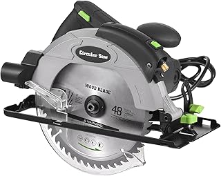 Mini Circular Saw, Circular Saw, Corded Circular Saw 12A 5500RPM Power Circular Saw with 7-1/4'' Saw Blade and Guide 2.45'' (90°) & 1.81'' (45°) Max Cutting Depth for Wood Plastic (1)
