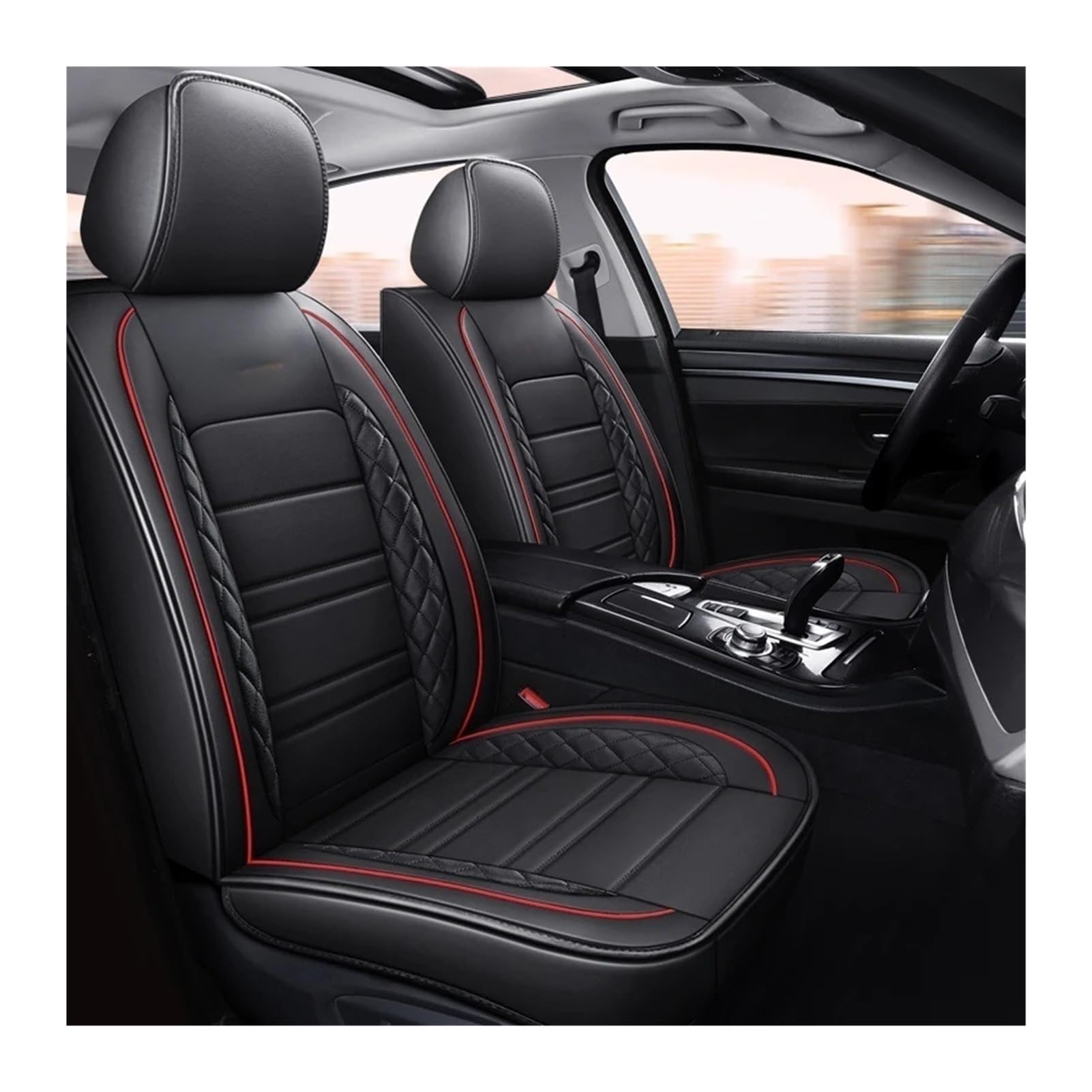 Jeiuvrao car seat cushion All-inclusive Four Seasons Anti-slip Dirt-resistant PU Leather Car Seat Cushion(Red)