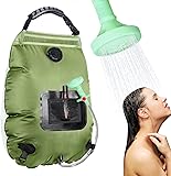 Unniweei Solar Portable Shower Bag, 5 Gal/20L Solar Heating Camping Shower Bag with Removable Hose&On-Off Switchable Shower Head, Compact Camping Shower for Camping, Hiking, Traveling, Beach Swimming Green
