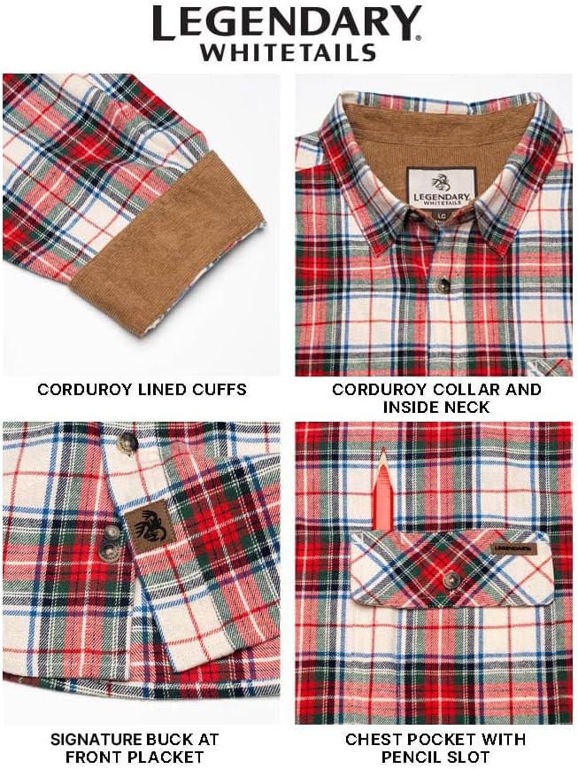 Legendary Whitetails Men's Flannel Shirt Long Sleeve Button Down 100% Cotton - Image 4