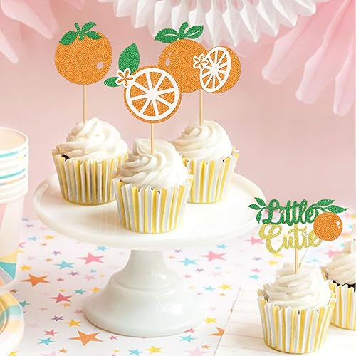 Miniatura 4 de Paquete de 24 adornos para cupcakes de frutas naranjas para cupcakes, cítricos y naranjas, decoración de pasteles de baby shower, suministros para
