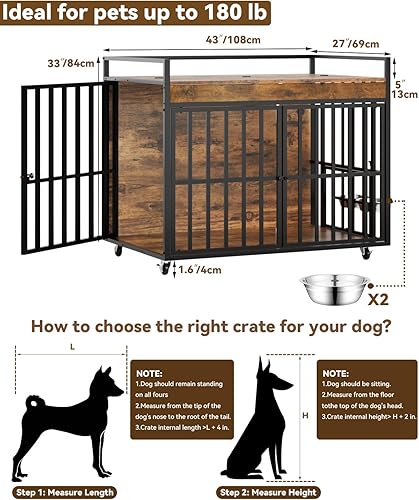 43 Inch Dog Crate Furniture — alternate angle