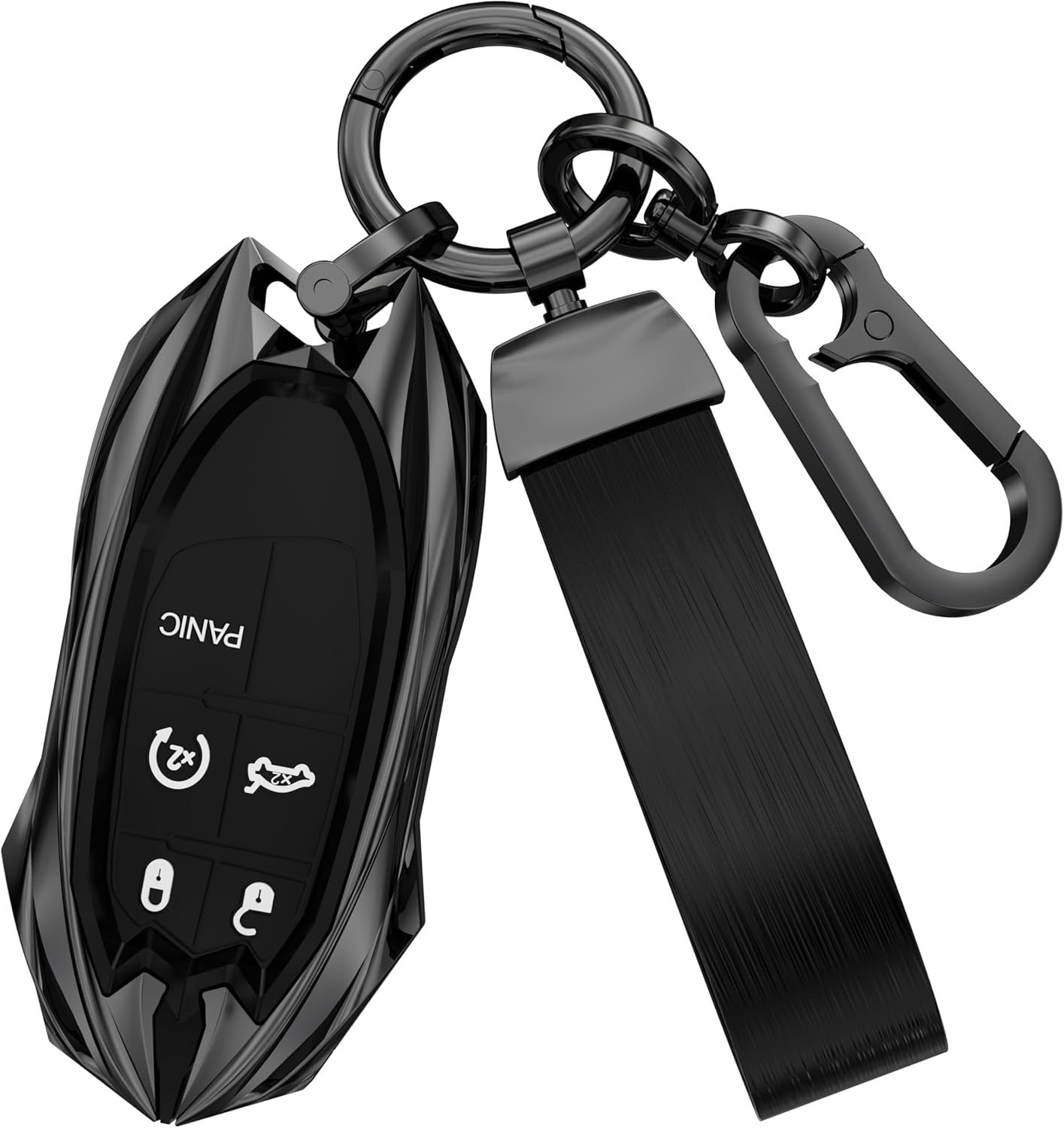 for Jeep Key Fob Cover Compatible with RAM Grand Cherokee Renegade Chrysler Durango Journey 5 Button Car Accessories with Keychain