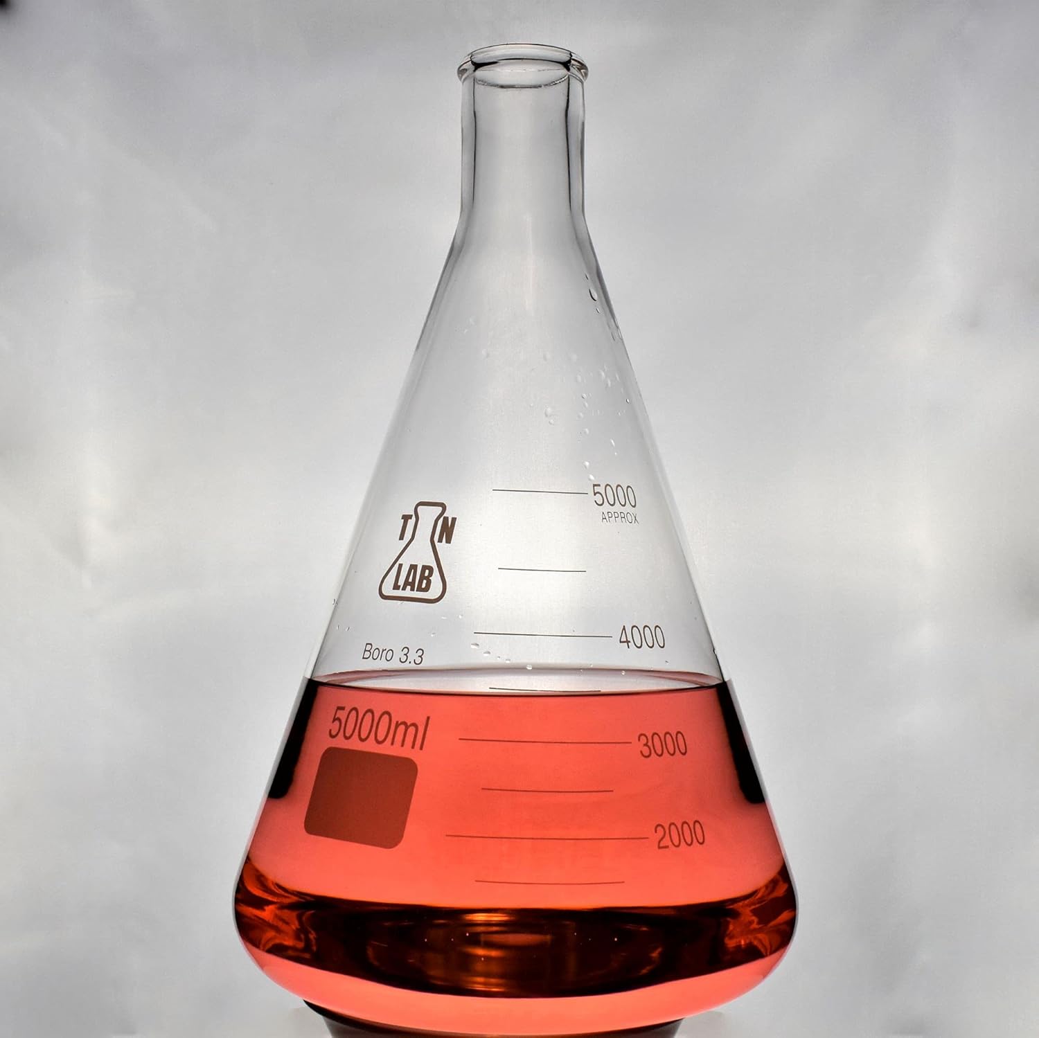 TN LAB 5L Erlenmeyer Conical Borosilicate Glass Flask
