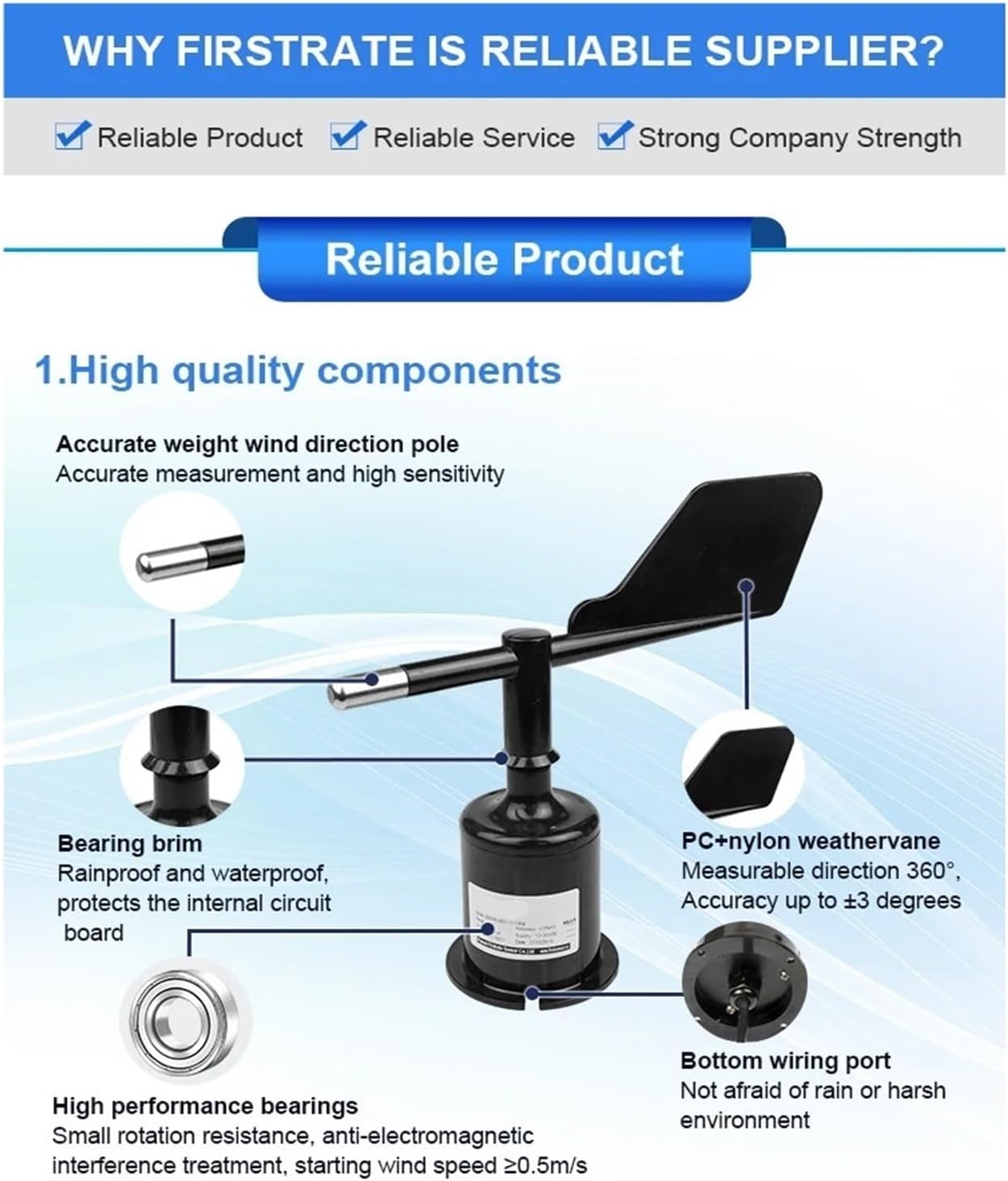 FST200-2002 Wind Vane Sensor Wind Direction Sensor for Environmental for Industry