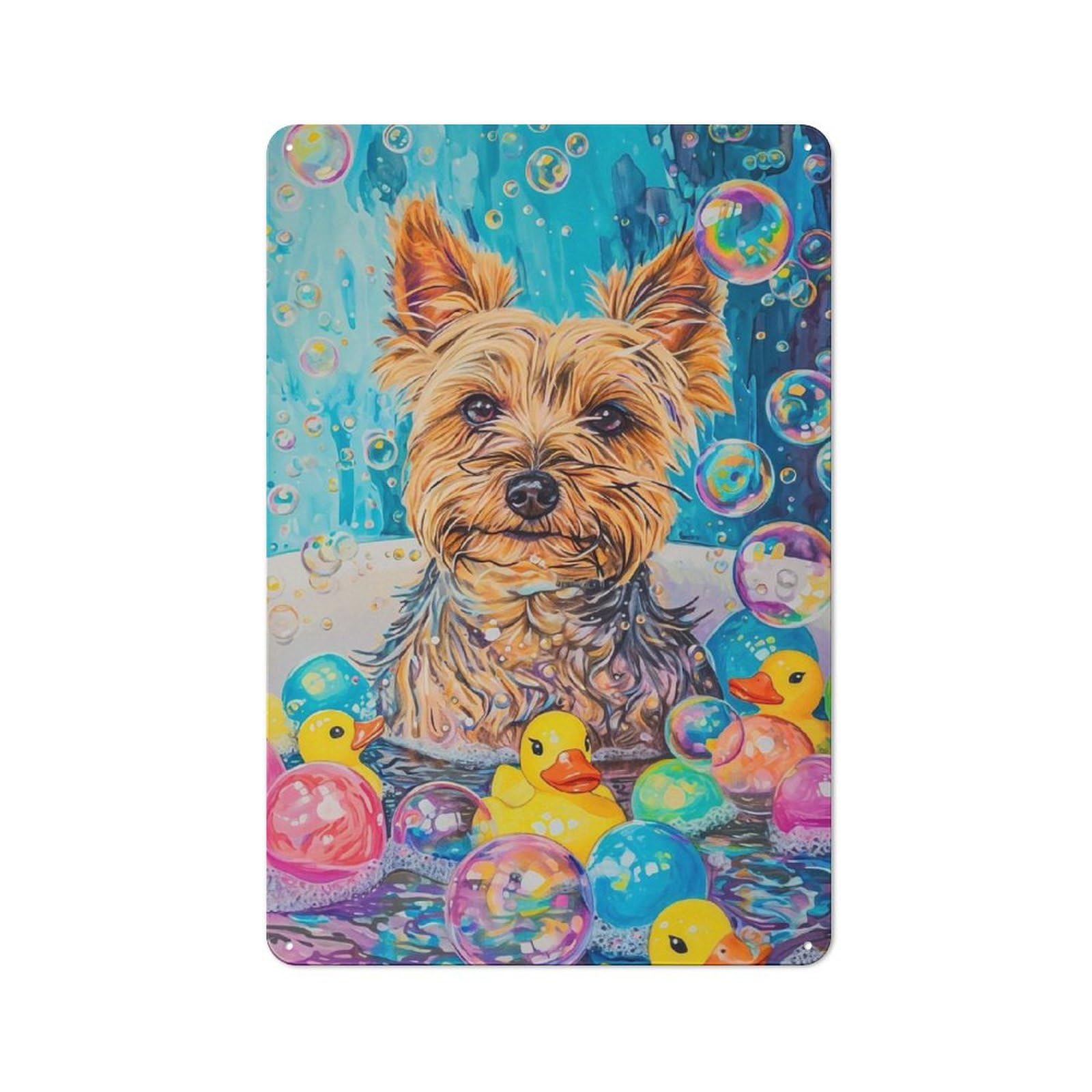 Junmoney Australian Terrier Dog Retro Metal Wall Sign 30X20cm With For Living Room Wall, Housewarming Wall Decor For People Furnishing Living Room