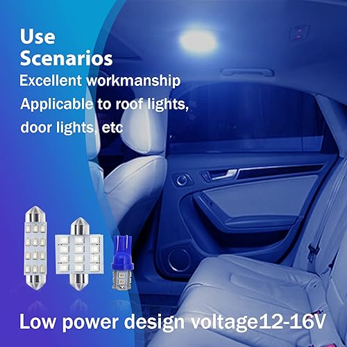 Miniatura 6 de stymart Juego de 24 luces interiores de automóvil, juego de bombillas de cúpula para automóvil, T10 de 1.220in, 1.614in, bombillas LED de repuesto