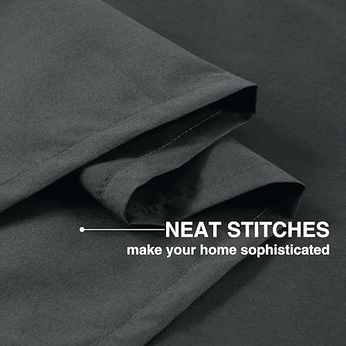 Miniatura 5 de Home Queen Cenefa de cortina opaca con ojales para sala de estar, cenefa pequeña y recta, juego de 1, 37 x 18 pulgadas, color carbón