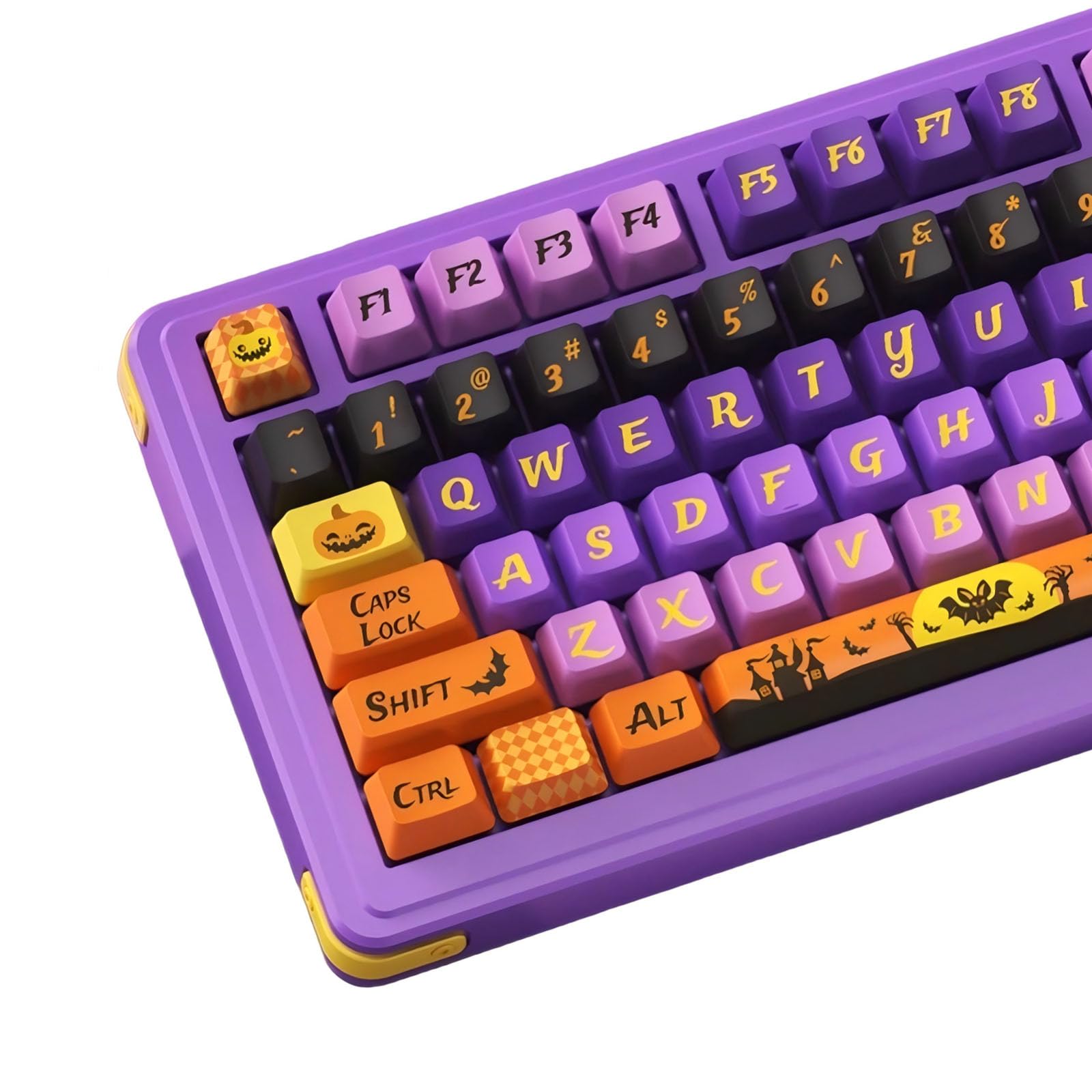 TIMSEKER Halloween Theme Purple PBT Keycap, Cherry Profile Cute Key Cap for Mechanical Gaming Keyboard, Dye Sublimation, 126 Keys