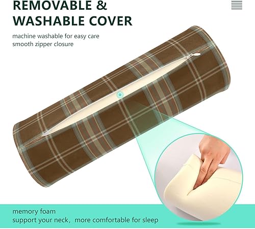 Miniatura 4 de Almohada redonda cilíndrica de búfalo para aliviar el dolor de cuello, suave y transpirable, almohada de espuma viscoelástica de viaje con funda