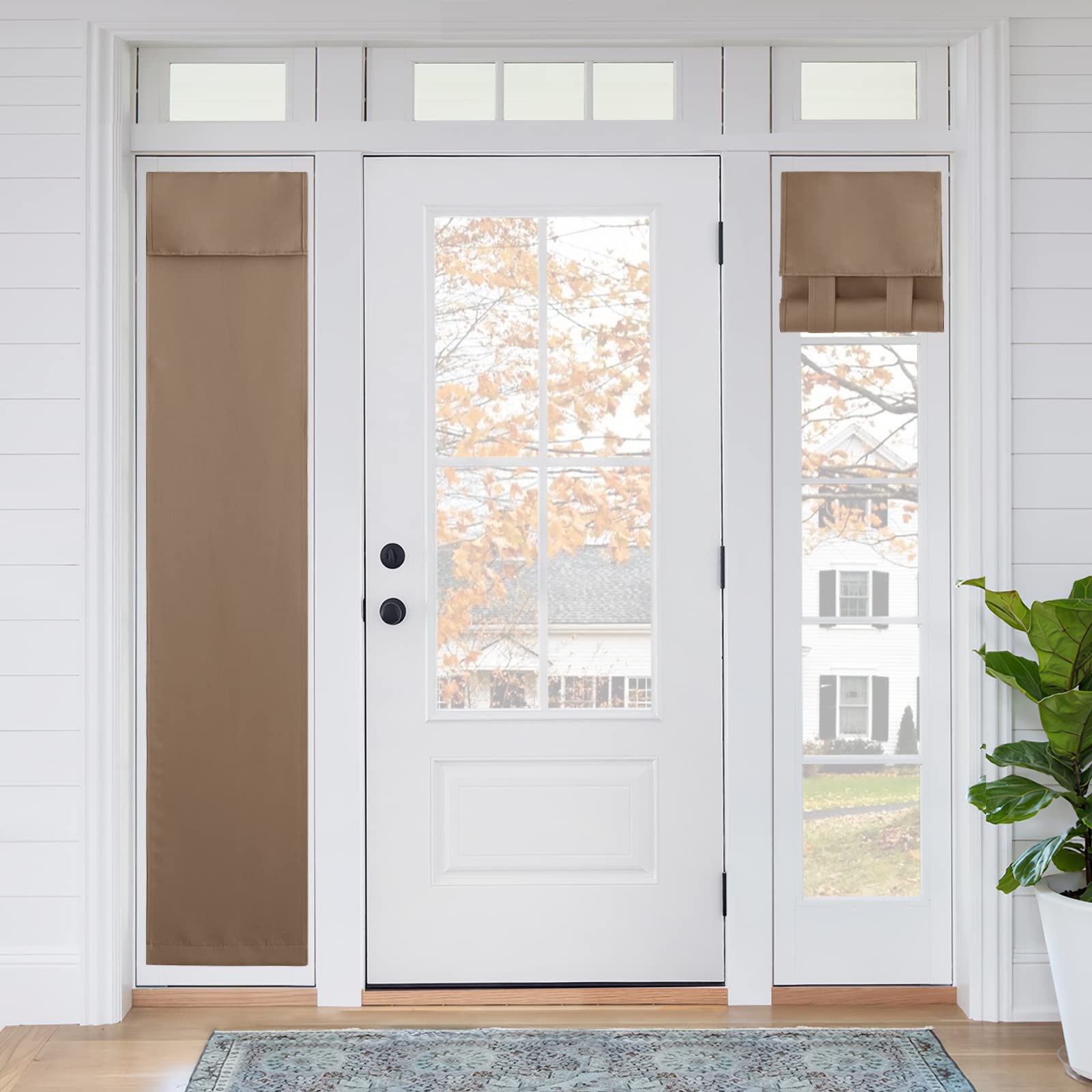 RYB HOME Sightlight Door Window Curtains, Privacy Window Curtains Thermal Insulate Covering for Patio/Glass/Front Door, 12 inch x 69 inches, Mocha, 1