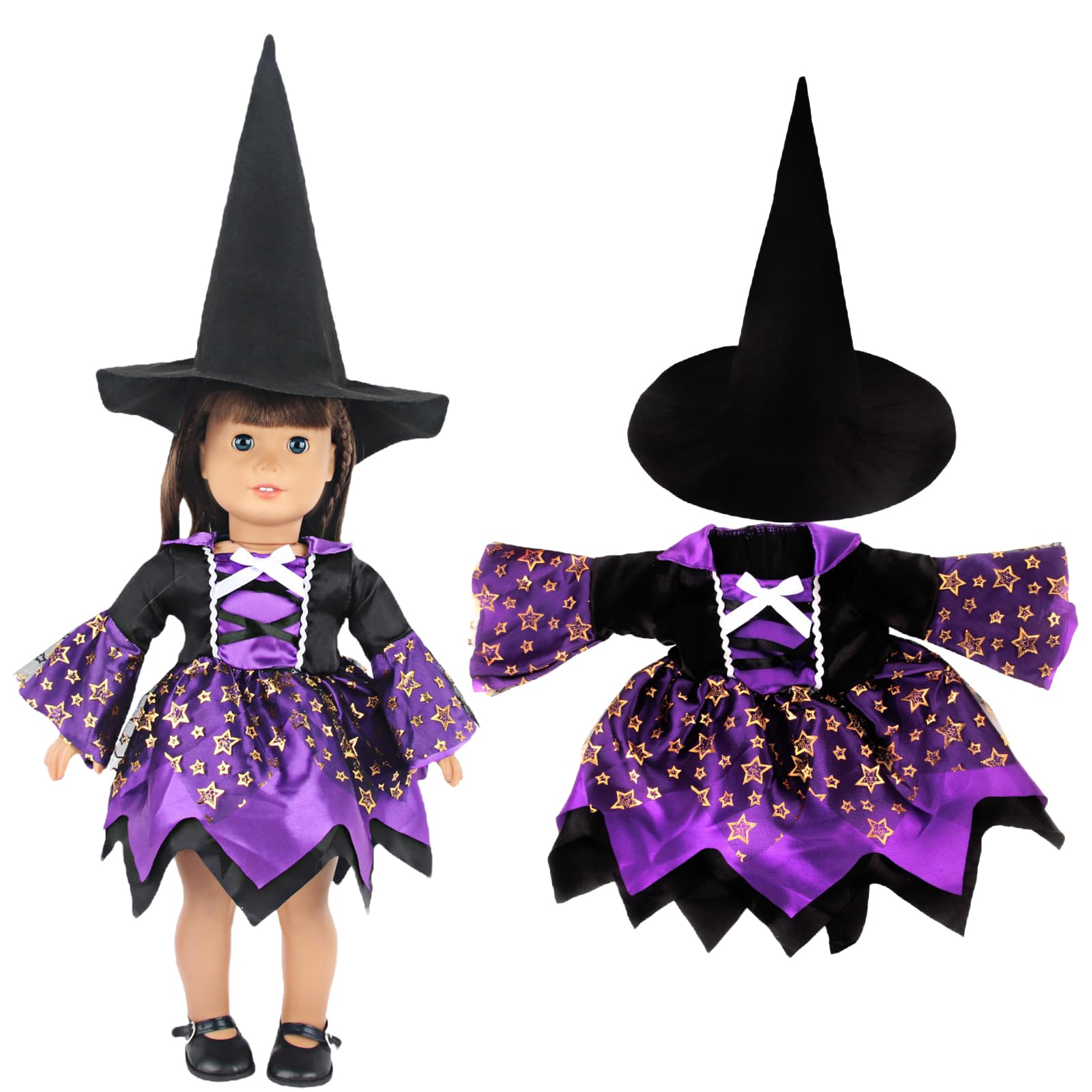 Puppenkleidung,Halloween-PuppenKostüm,Kleidung Bekleidung Outfits für Baby,Hexe Kostüm Set,Puppen Kürbis kostüm,Kleidung Outfits für Baby Puppen für Halloween Karneval