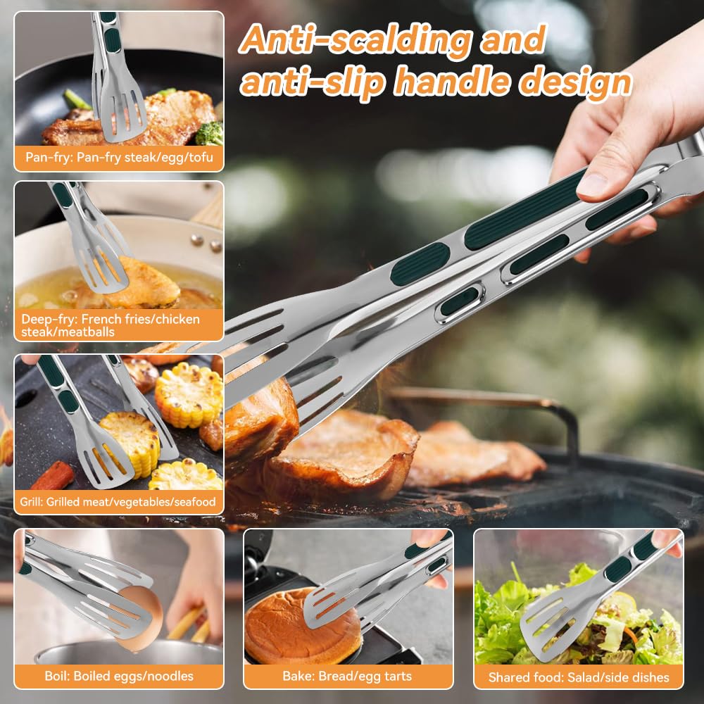 2 vassoi per barbecue in acciaio inox con fori, vassoio per barbecue con pinza, vassoi da forno per grigliare verdure, carne e pesce