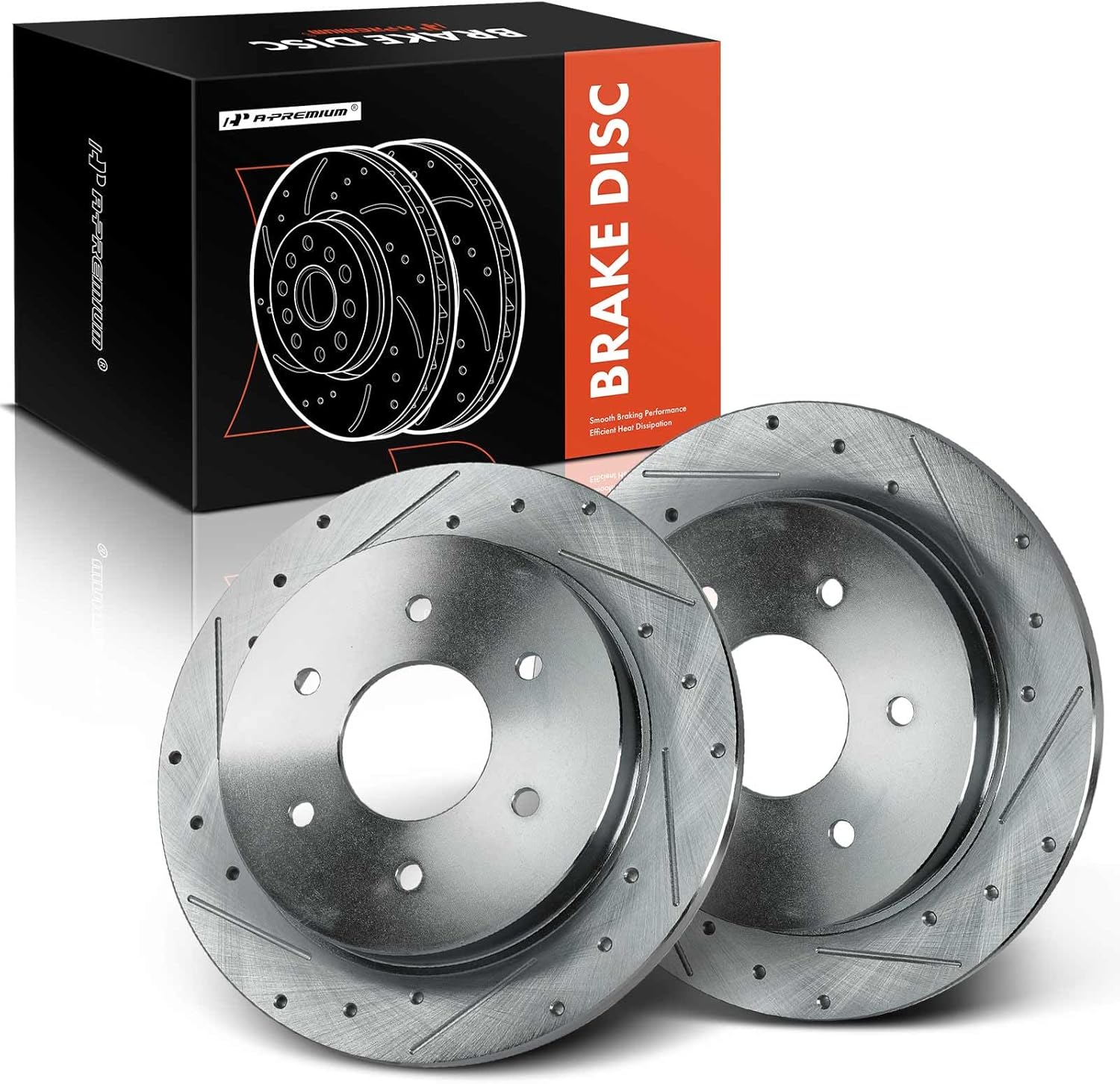 A-Premium 12.60 inch (320mm) Rear Drilled and Slotted Disc Brake Rotors Compatible with Select Nissan and Infiniti Models - Pathfinder/Armada 2004, Titan 2004-2015, Armada 2005-2015, QX56 2004-2010