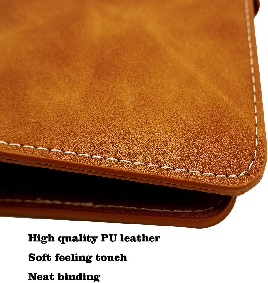 A6 Budget Binder with Cash Envelopes, PU Leather Notebook Binder with 12 PCS A6 Binder Pockets - Brown