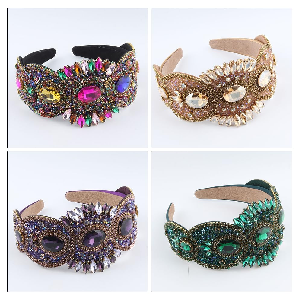 Haarbänder für Frauen Strass Stirnbänder Strass Breit Haar Hoop Haarband Glitzer Stirnband für Damen Strass-Stirnband Bling Vintage Barock Stirnband Crystal Haarband mit Strasssteinen