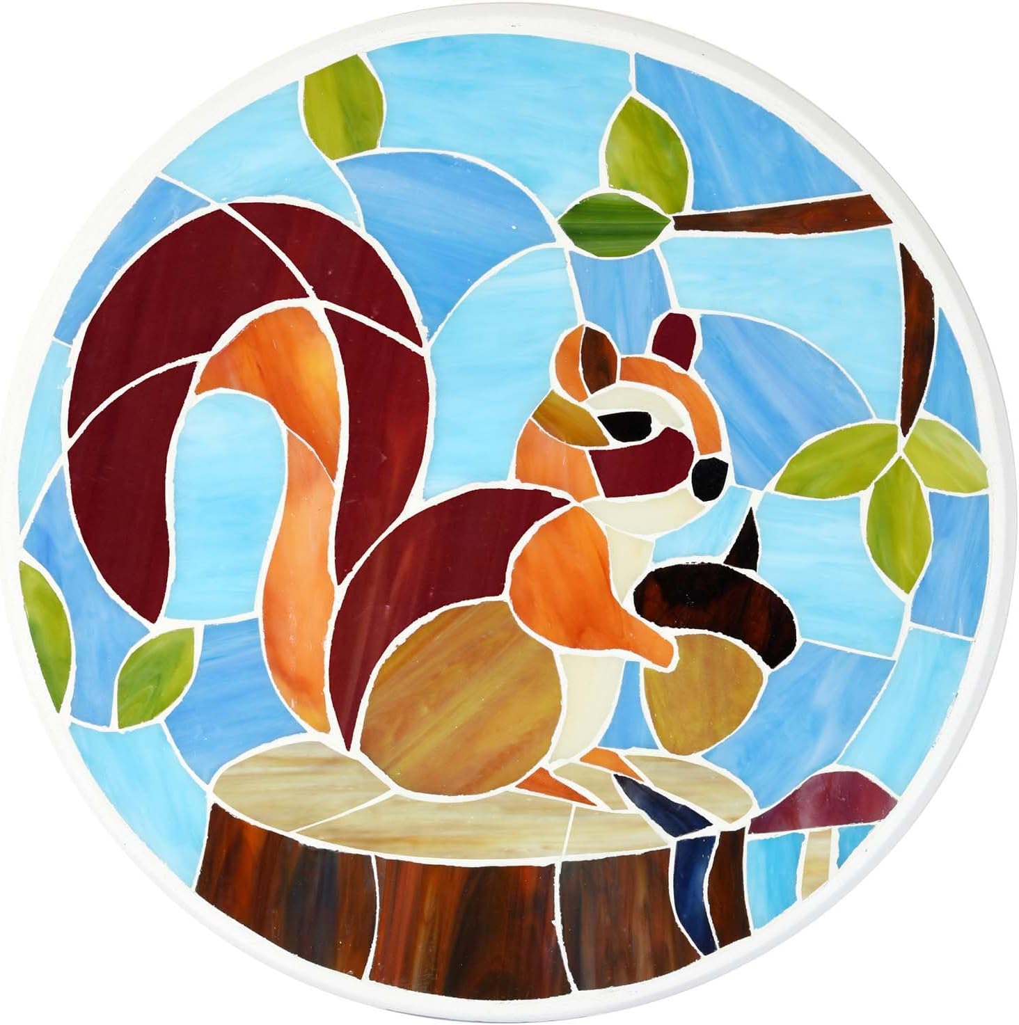 Bieye MSS006 Tiffany Style Stained Glass Mosaic Decorative Stepping Stone for Garden Decor (Squirrel, 12" Round)