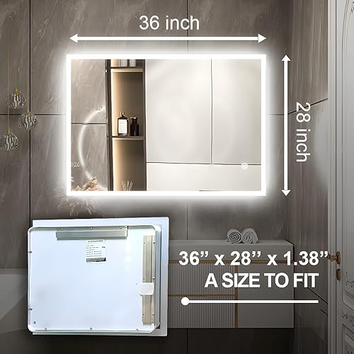 Miniatura 7 de KAASUN - Espejo LED montado en la pared para baño