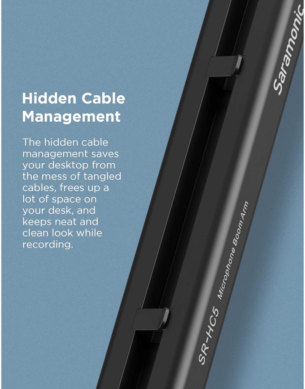 Saramonic SR-HC5 | Premium Two-Section Broadcast Studio Microphone Suspension Mount with Locking Sections and Hide-Away Cable Management