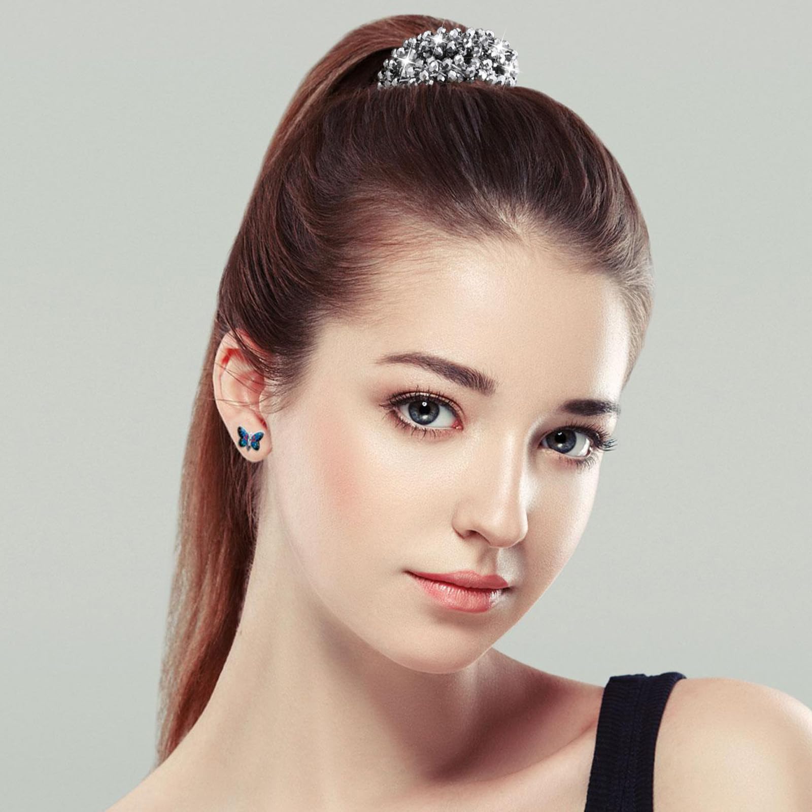 3 PCS Rhinestone Hair Ties, Elastic Ponytail Holders, Glitter Crystal Hair Scrunchies Ties - Image 4