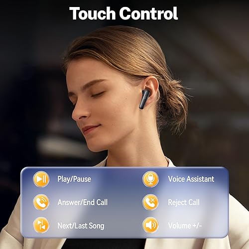 Miniatura 4 de Auriculares inalámbricos Bluetooth 5.3 con pantalla de alimentación dual, estuche de carga inalámbrica y 40 horas de reproducción, auriculares