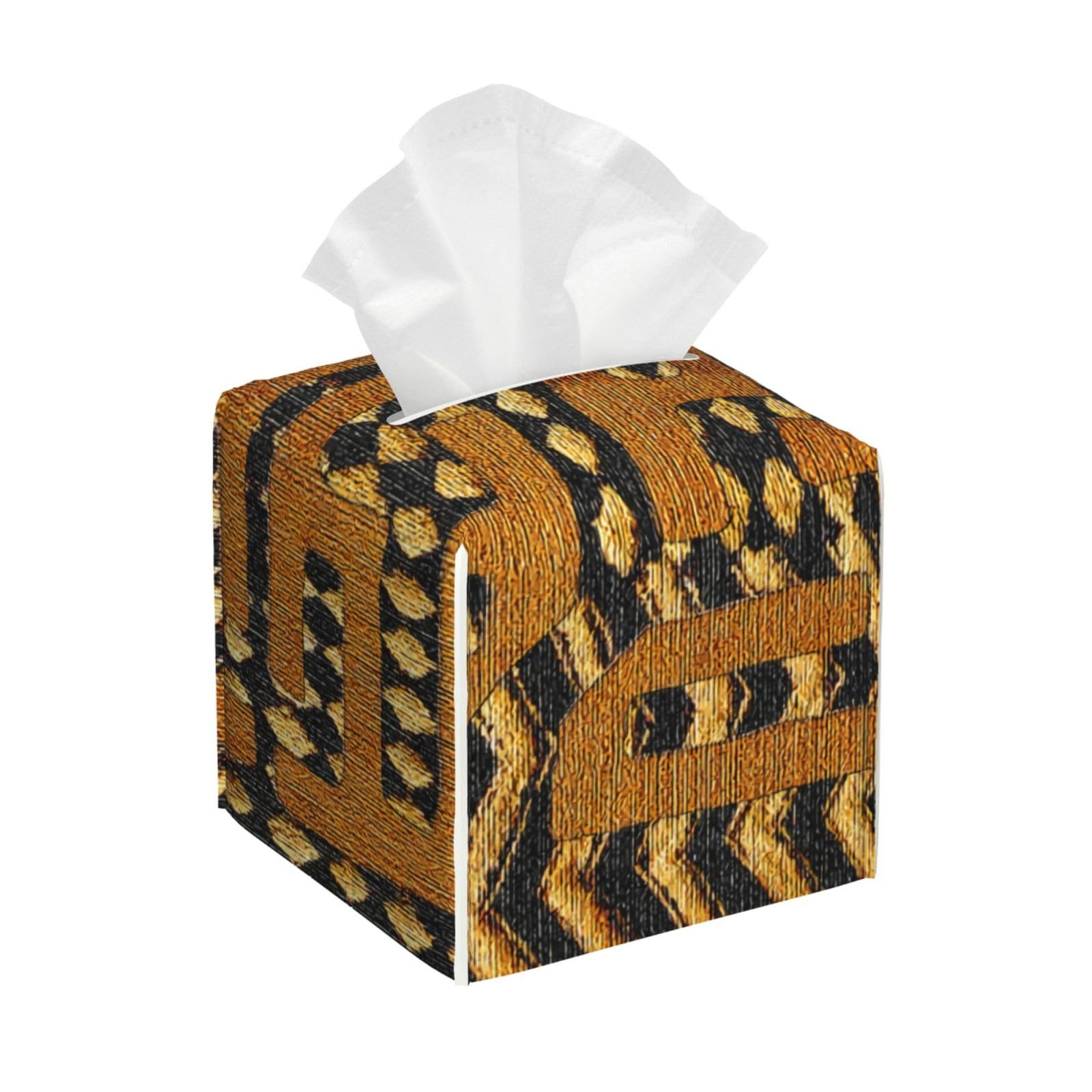 African Kuba Cloth Print Tissue Box Cover, Fashionable Decorative Storage Box, Suitable for Most Places