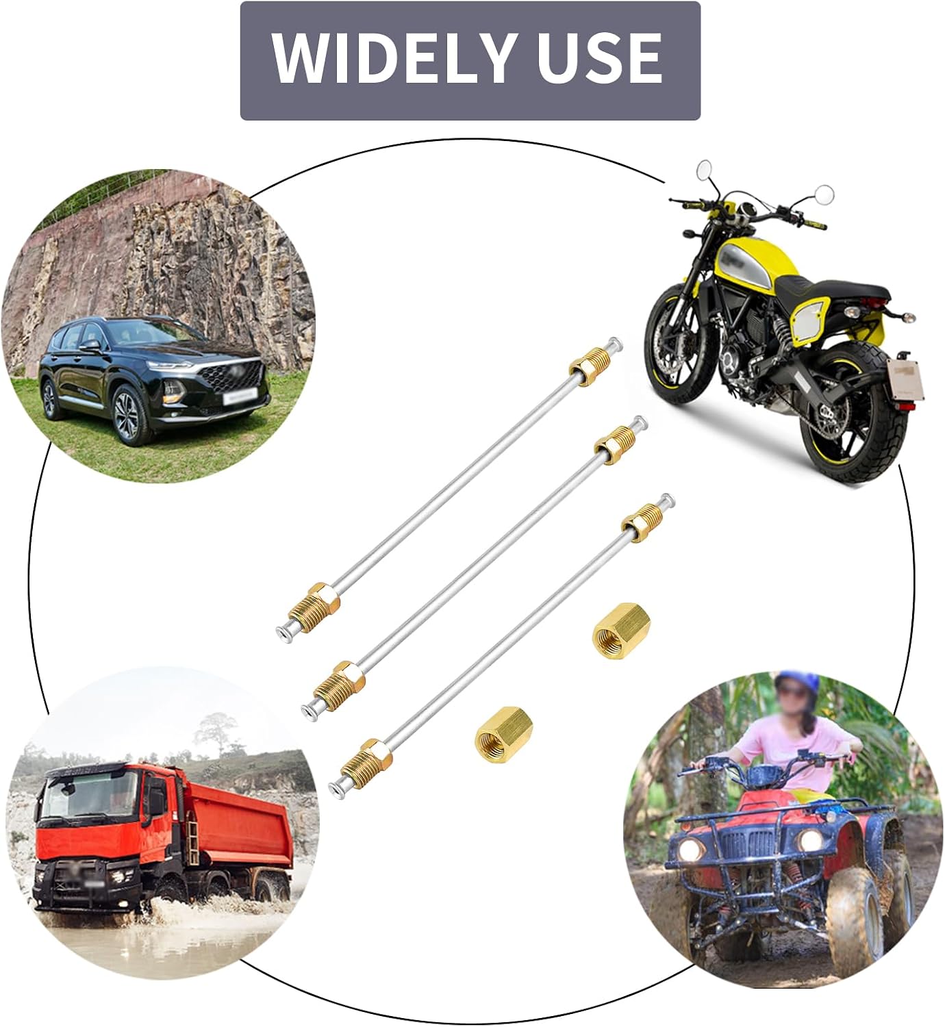MuHize 10 Inches Heavy Duty Brake Lines - 3/16 Zinc-coated Tubing with Double Flared Ends & 2 Unions for Reliable Braking