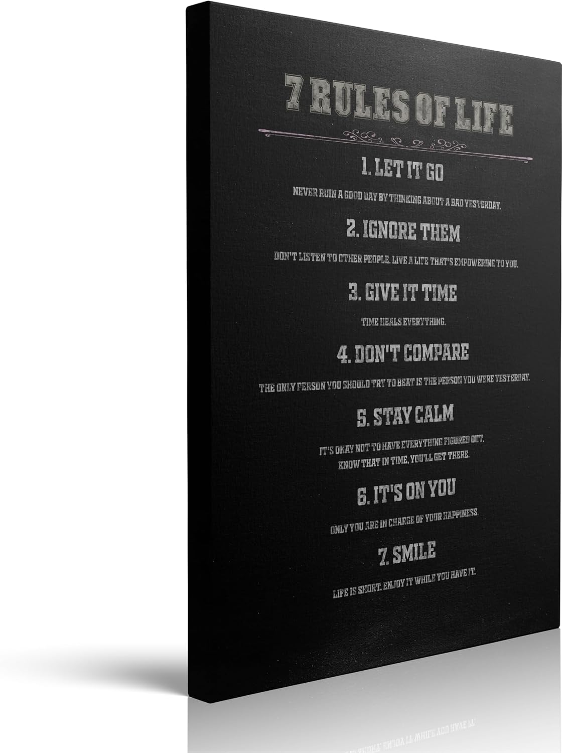 Amazon.com: Framed Black And White Inspirational Wall Art - 7 Rules Of ...