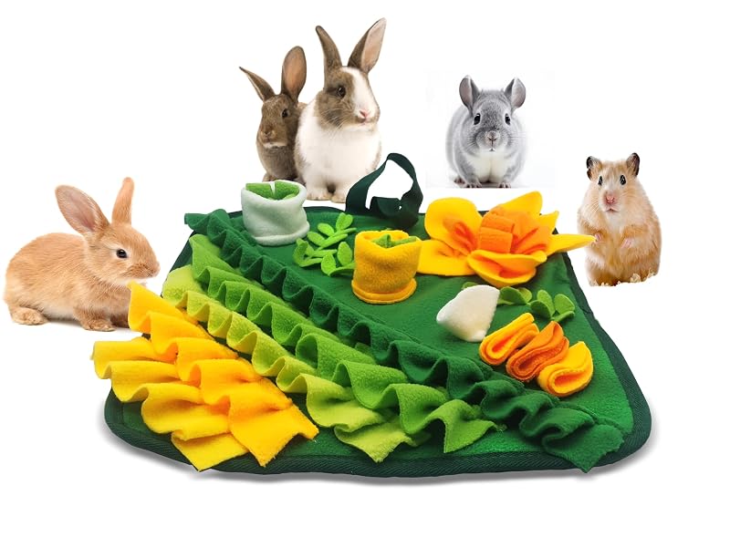 Tapete de Forrageamento para Coelhos e Pequenos Animais Alibuy em Fleece Polar Verde 35,05 x 35,05 cm